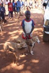 afrikanischer junge mit hunden